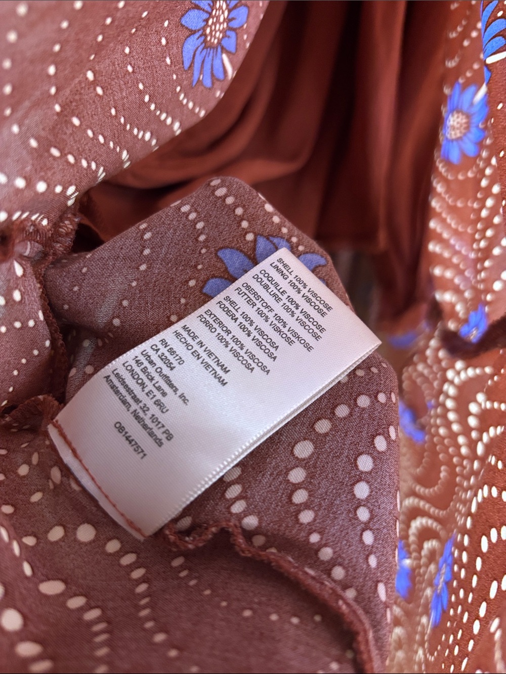 ANTHROPOLOGIE ruffle wrap midi dress brown motif - Picture 10 of 12